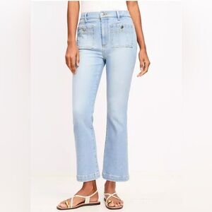 LOFT Curvy Patch Pocket Kick Crop Jeans In Bright Vintage Wash Size‎ 18 NWT